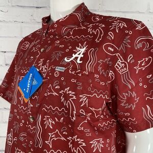 Columbia Shirt Men's Large Alabama Crimson Tide NCAA Football Hawaiian NWT